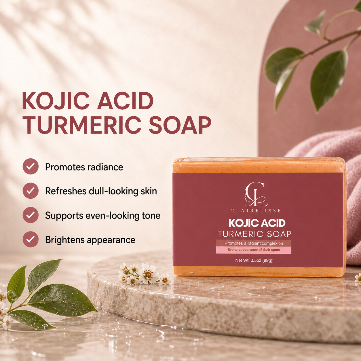 CLAIRELISSE Kojic Acid Turmeric Soap
